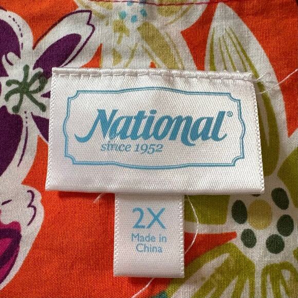 VTG NATIONAL SINCE 1952 Vibrant Floral Mumu 2X Art-to-Wear Flamboyant Tropical - Picture 5 of 10